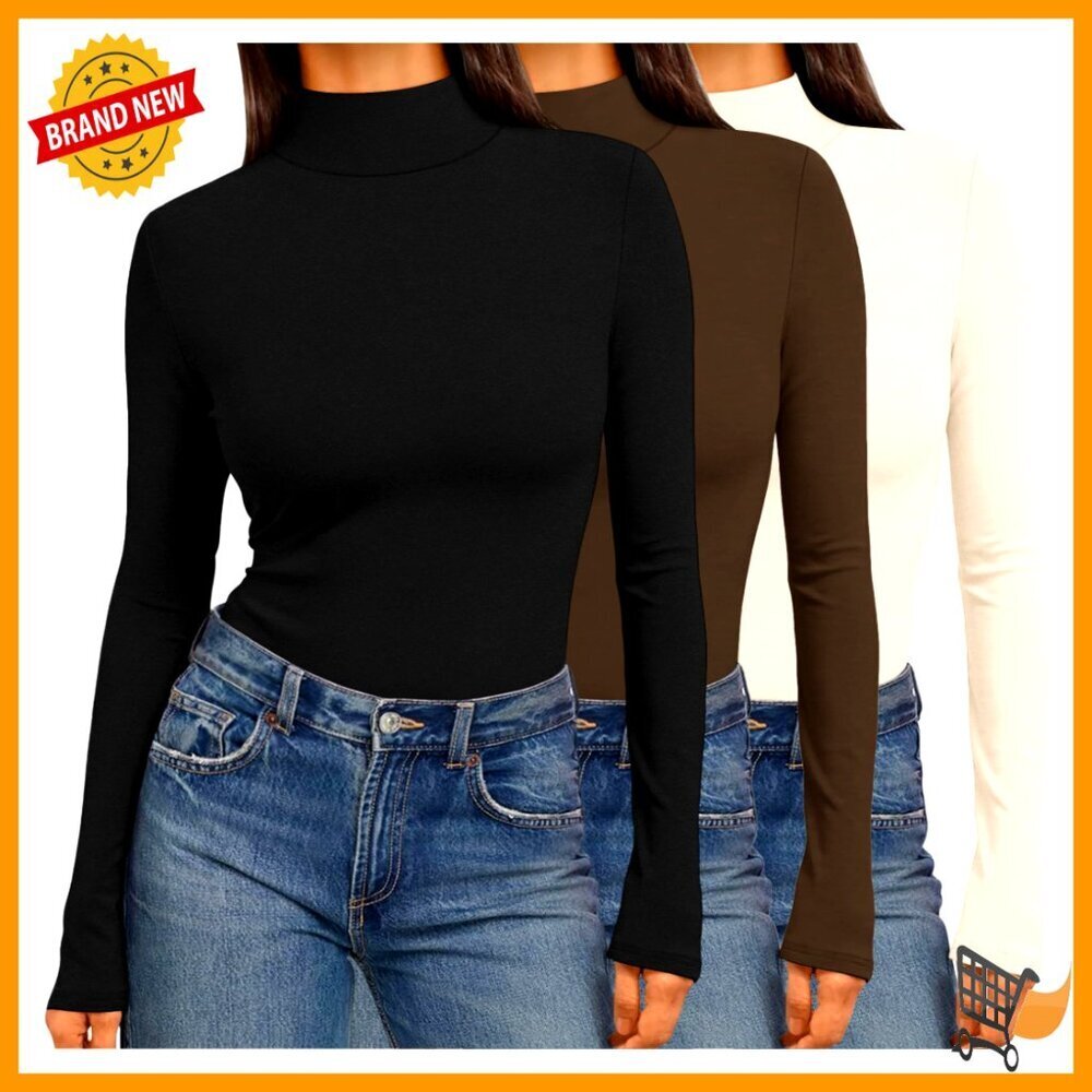 Mock Turtleneck Thermal Tops Slim Fit Long Sleeve Basic Winter Layering